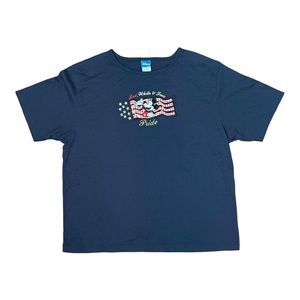 Disney Mickey Mouse red white and true pride short sleeve stitched t-shirt navy